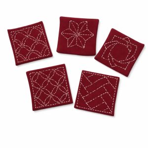 Dessous de verre sashiko cousus main – accessoires textiles artisanaux – Patch d’Éli