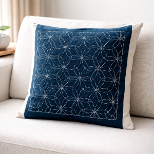 housse de coussin sashiko hana zashi cousue main
