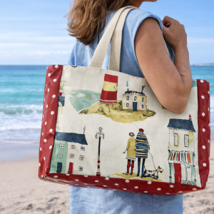 Sac cabas bord de mer fait main en tissu style marin