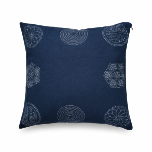 coussin sashiko coton artisanal motifs japonais broderie traditionnelle indigo